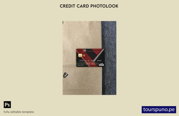 listo para imprimir Plantilla frontal de aspecto fotográfico de tarjeta visa  72